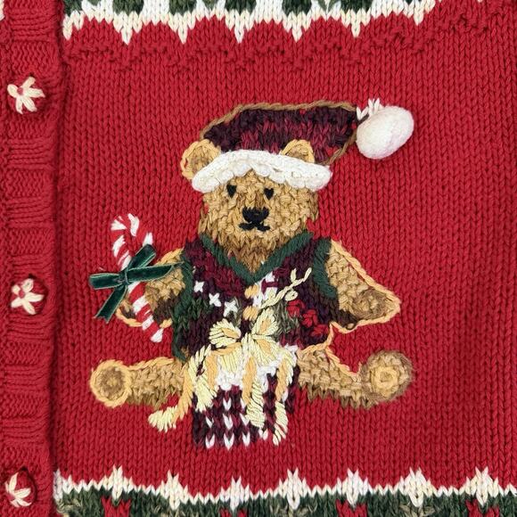 Christmas Sweater Women Petite Sz Sm Cardigan Embroidered Festive Holiday Party - Picture 9 of 15